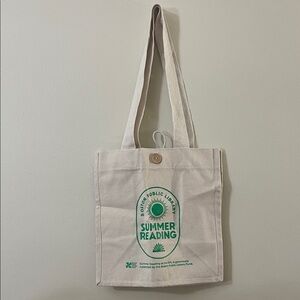 Canvas Tote Bag with Green Print